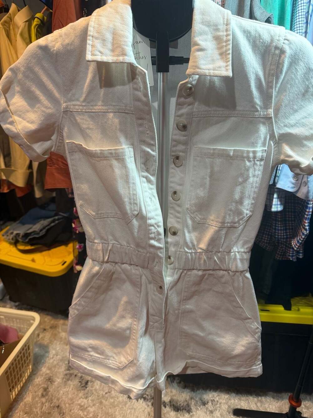 Show Me Your Mumu Cannon Denim Romper Size XS White